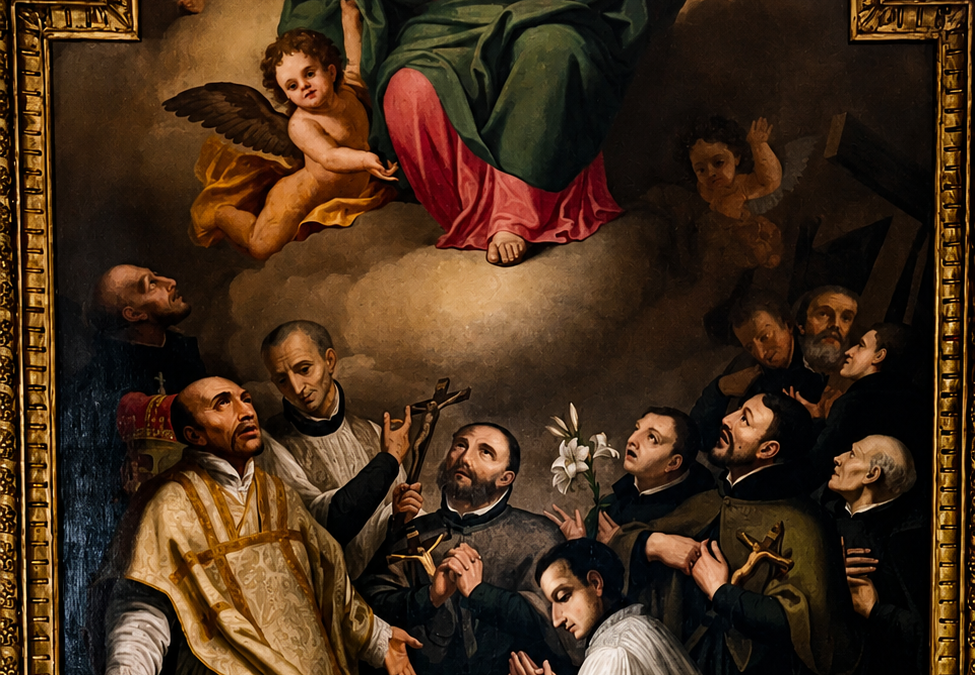 Najświętsze Serce Jezusa w otoczeniu jezuickich świętych